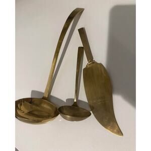 Rare Vintage Dirigold Dirilyte BP Brass Set, Large Ladle Gravy Ladle Cake Server